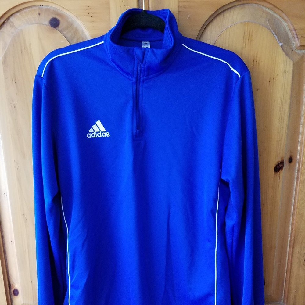 COPY - Adidas Mens 1/4 Zip Pullover Climalite Three Stripes Royal Blue Size Med…